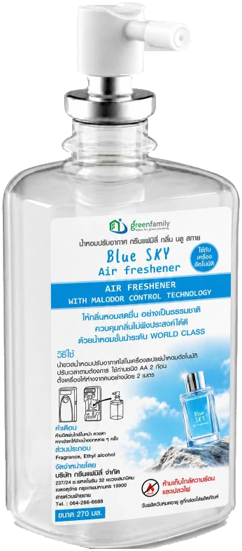 ขวดน้ำหอมปรับอากาศ Blue Sky ขนาด 270 มล. สำหรับเครื่องพ่นน้ำหอมอัตโนมัติ Green Family